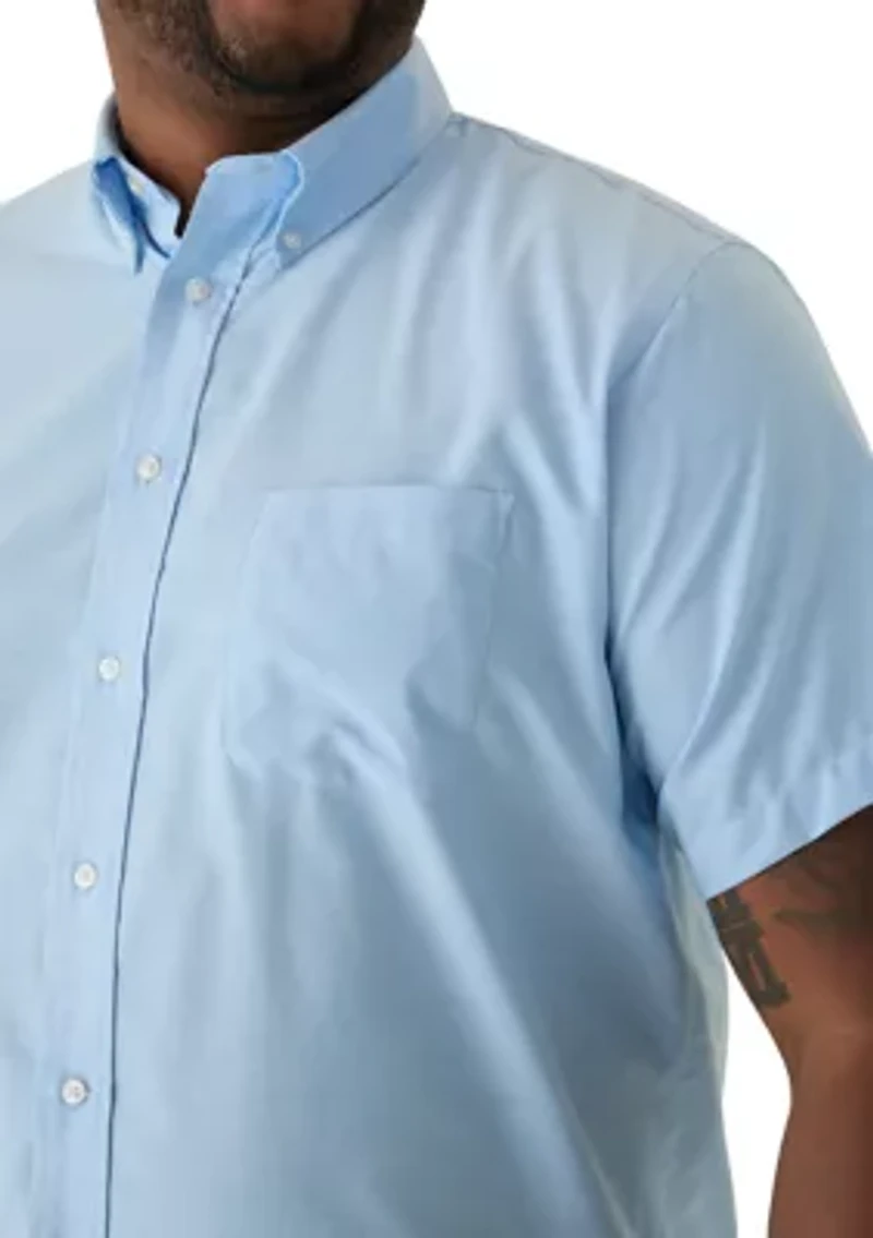 Big & Tall All Over Stretch Short Sleeve Button Down Dress Shirt