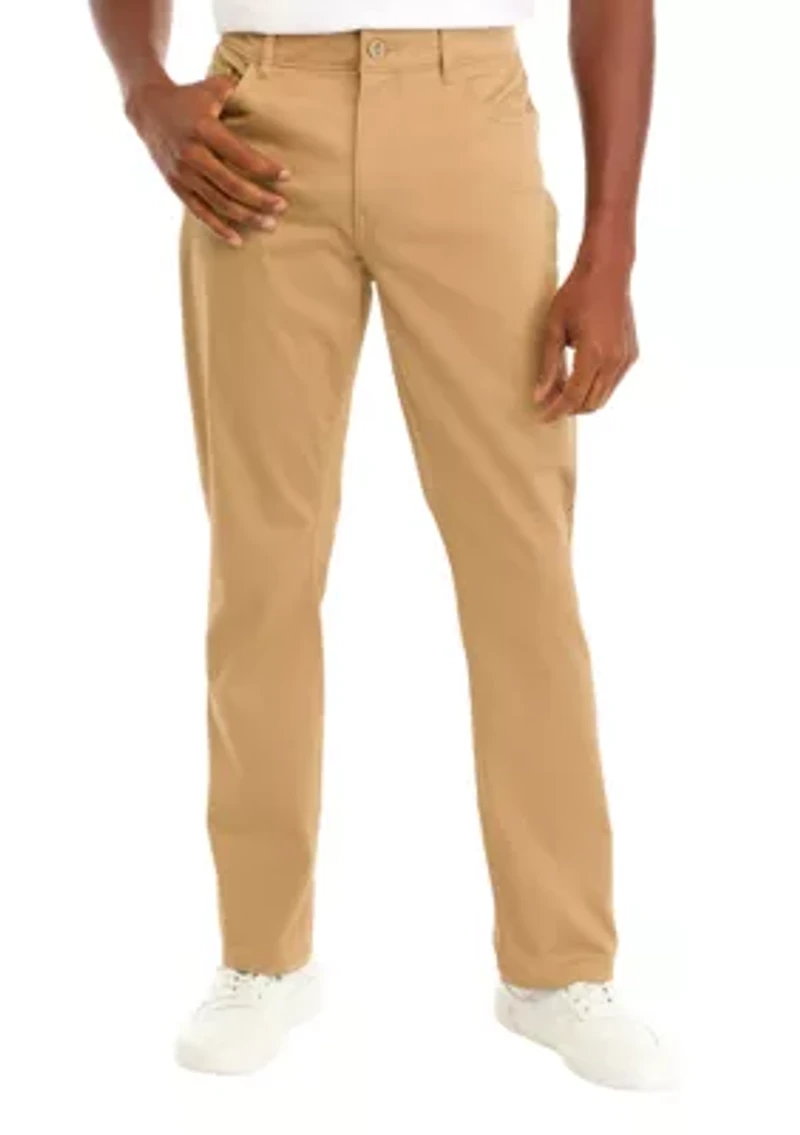 5 Pocket Sateen Pants with Stretch Waistband