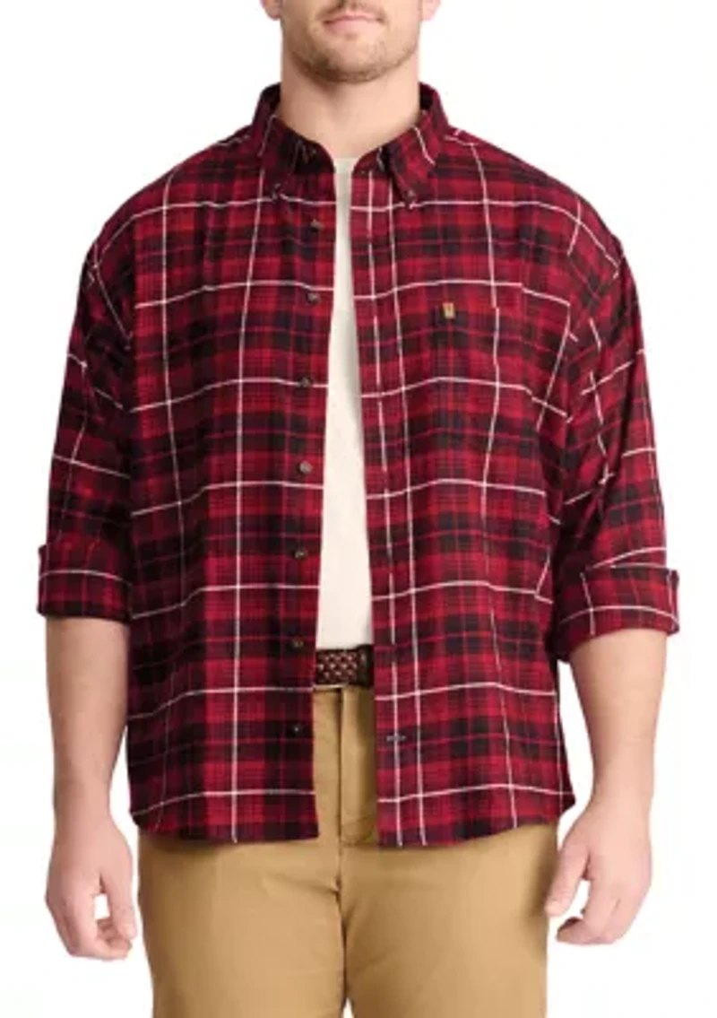 Big & Tall Plaid Stratton Flannel Button Down Shirt