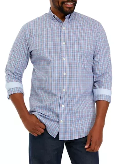 Big & Tall Performance Comfort Long Sleeve Plaid Button Down Shirt