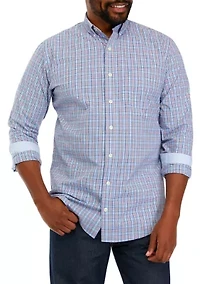 Big & Tall Performance Comfort Long Sleeve Plaid Button Down Shirt