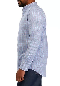 Big & Tall Performance Comfort Long Sleeve Plaid Button Down Shirt