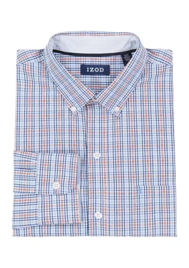 Big & Tall Performance Comfort Long Sleeve Plaid Button Down Shirt