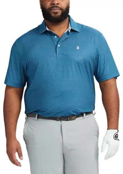 Big & Tall Short Sleeve Swingflex Micro Check Polo Shirt