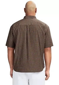 Big & Tall Breeze Short Sleeve Plaid Grid Printed Button Down Shirt