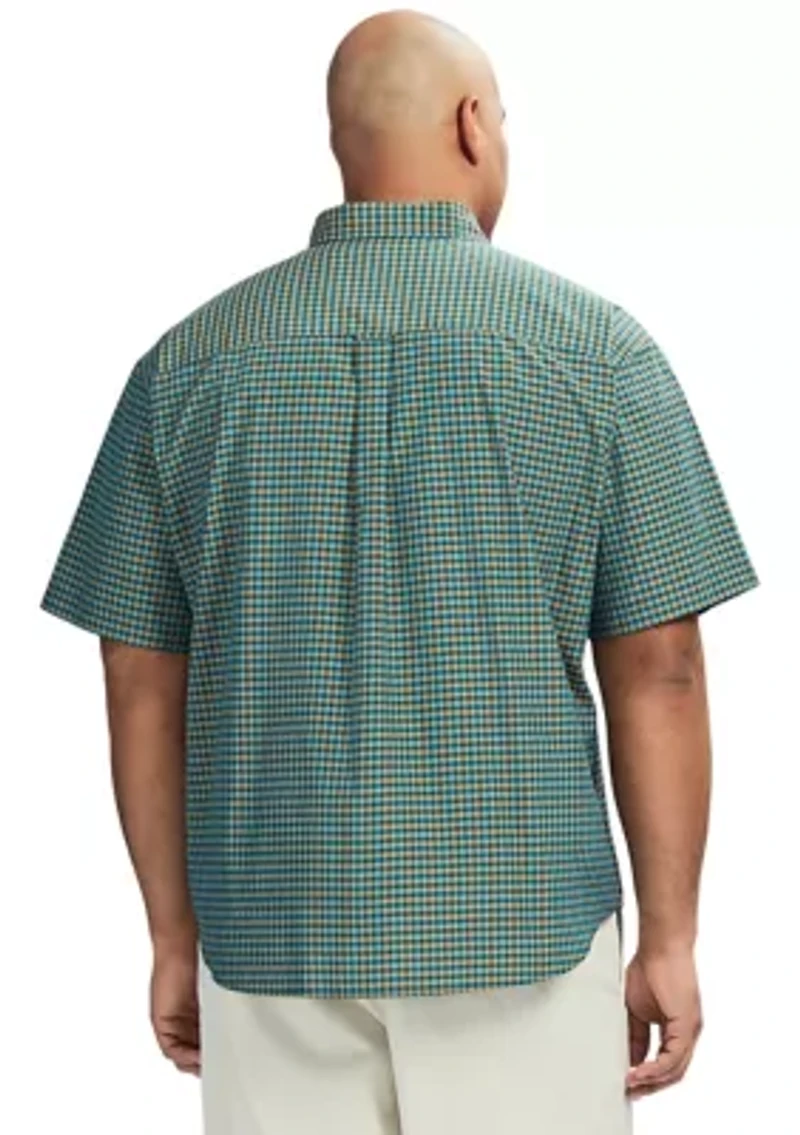 Big & Tall Breeze Short Sleeve Gingham Printed Button Down Shirt