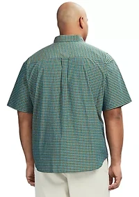 Big & Tall Breeze Short Sleeve Gingham Printed Button Down Shirt
