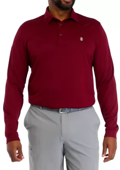 Big & Tall Long Sleeve Solid Birdseye Polo Shirt