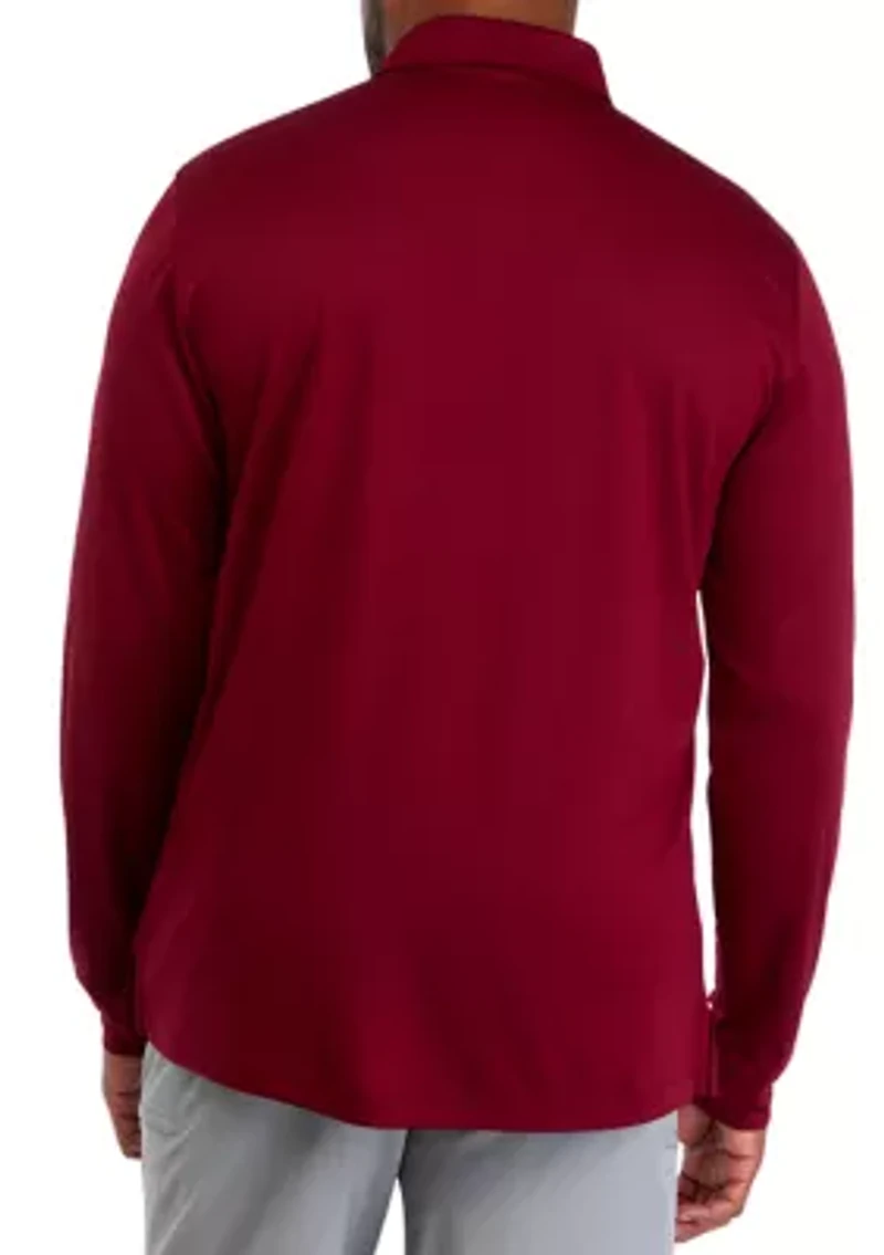 Big & Tall Long Sleeve Solid Birdseye Polo Shirt