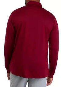 Big & Tall Long Sleeve Solid Birdseye Polo Shirt
