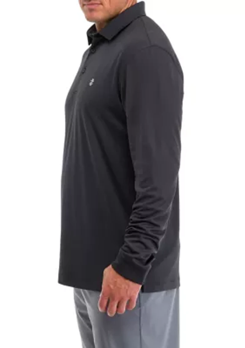 Big & Tall Long Sleeve Solid Birdseye Polo Shirt