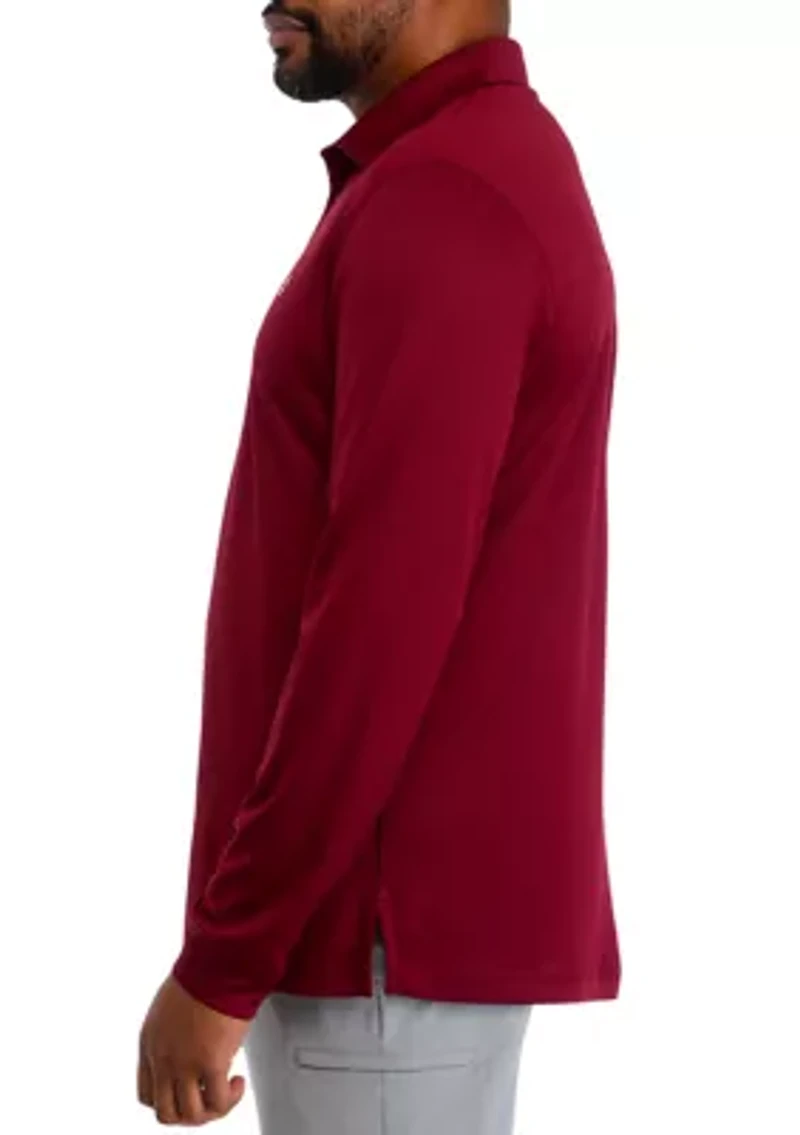 Big & Tall Long Sleeve Solid Birdseye Polo Shirt