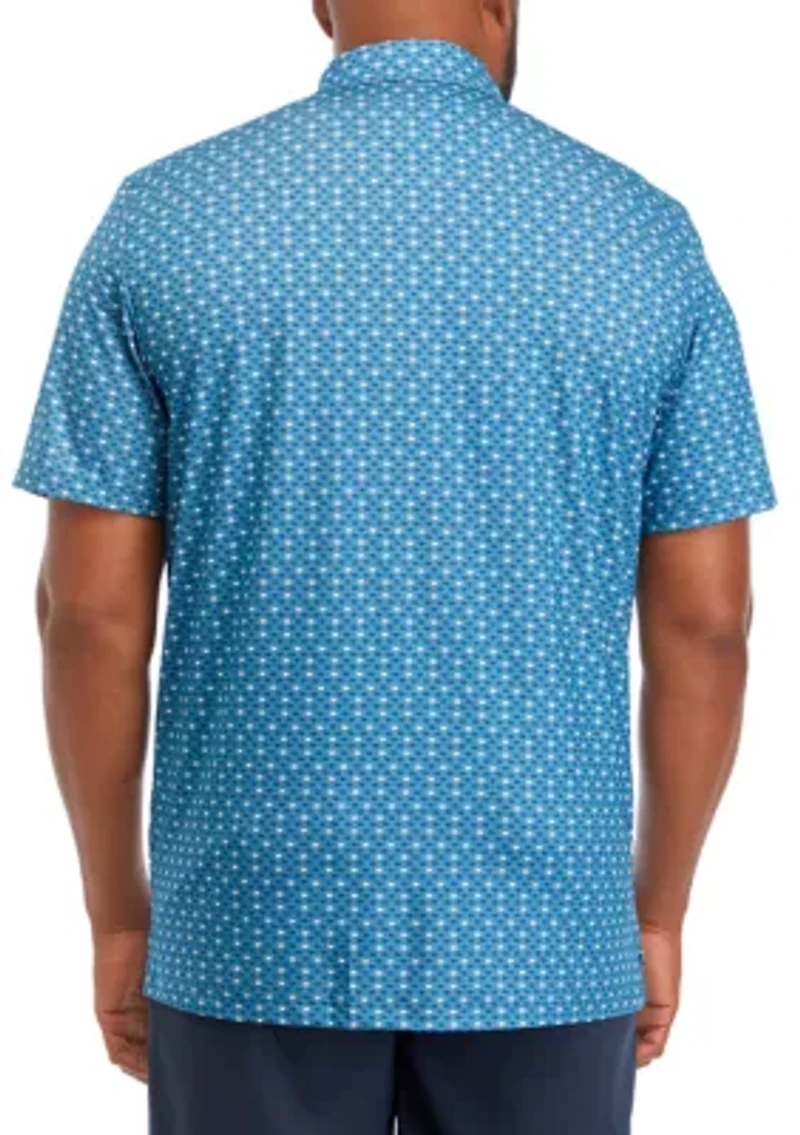Big & Tall Short Sleeve Swingflex Flamingo Mingle Print Polo Shirt