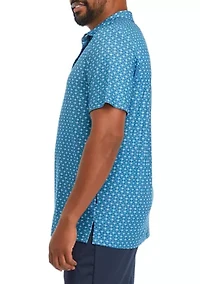 Big & Tall Short Sleeve Swingflex Flamingo Mingle Print Polo Shirt