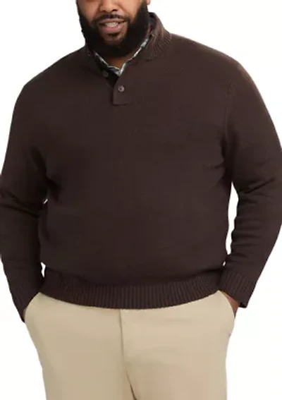 Big & Tall Classics Button Mock Sweater