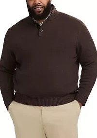 Big & Tall Classics Button Mock Sweater