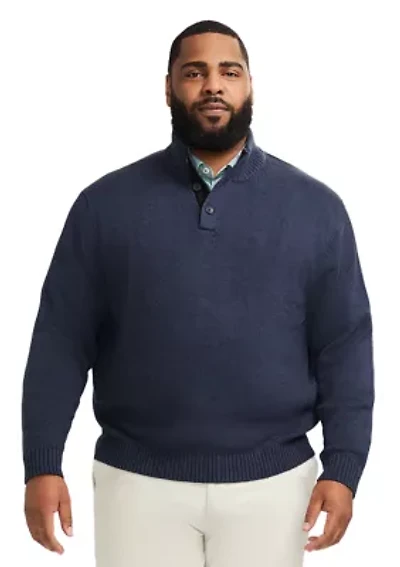 Big & Tall Classics Button Mock Sweater