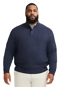 Big & Tall Classics Button Mock Sweater