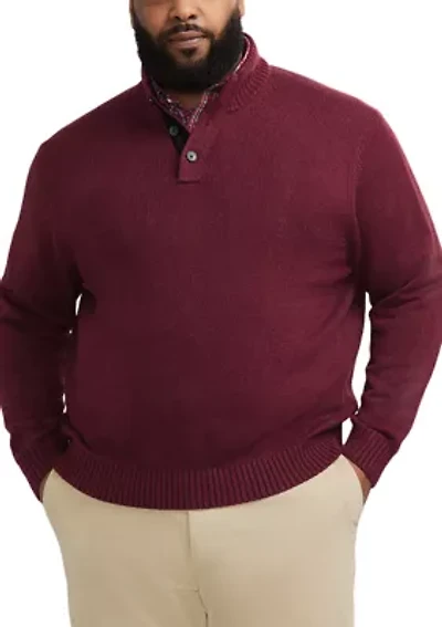 Big & Tall Classics Button Mock Sweater