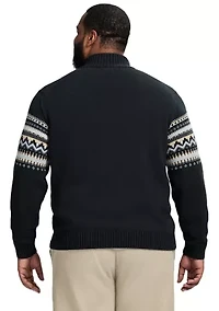 Big & Tall Classics Holiday Fair Isle 1/4 Zip Sweater