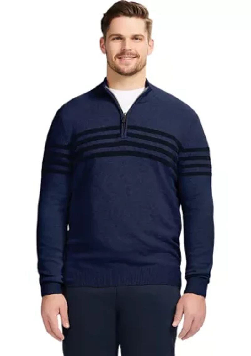 Big & Tall Classics Soft Lux Chest Stripe ¼ Zip Sweater