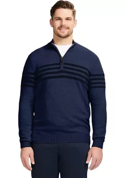 Big & Tall Classics Soft Lux Chest Stripe ¼ Zip Sweater