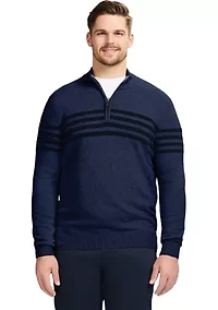 Big & Tall Classics Soft Lux Chest Stripe ¼ Zip Sweater