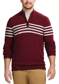 Big & Tall Classics Soft Lux Chest Stripe ¼ Zip Sweater
