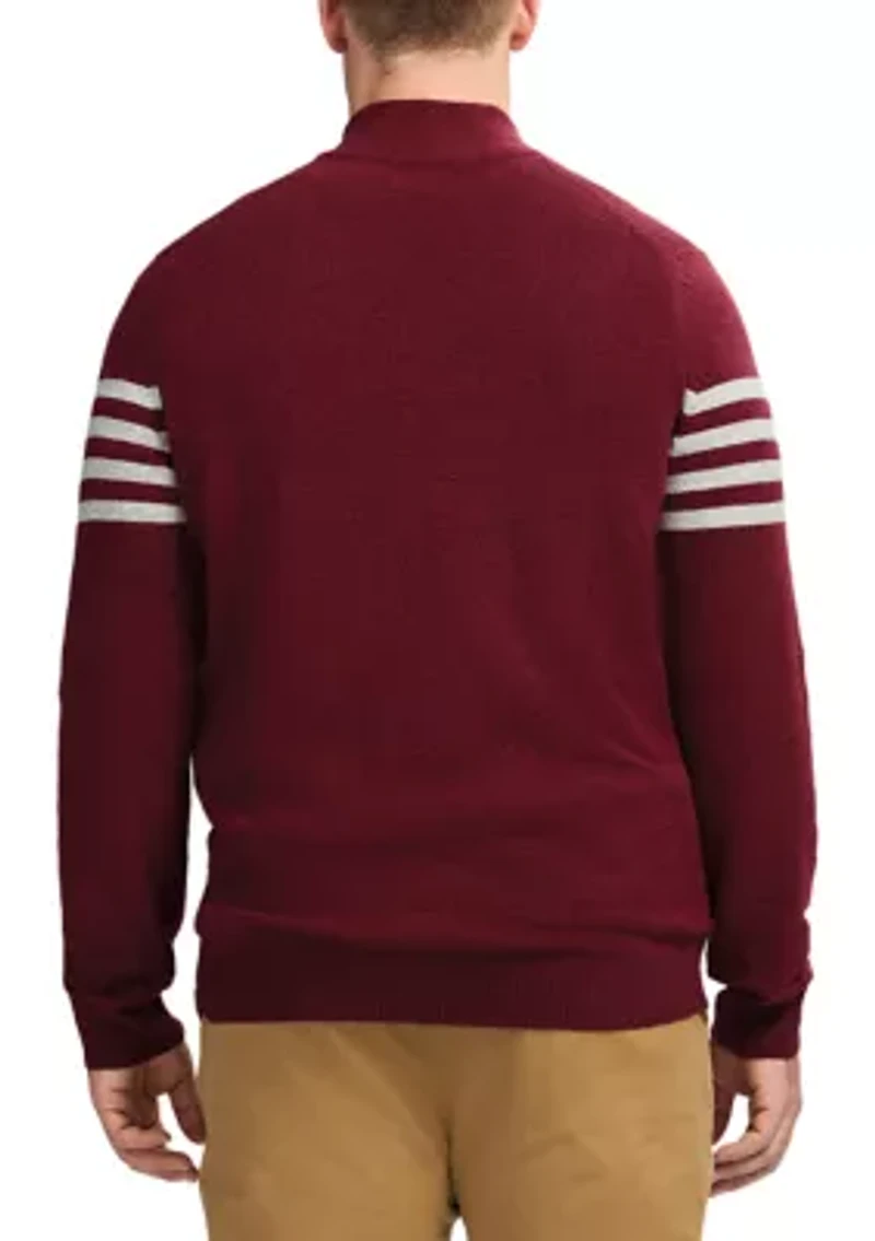 Big & Tall Classics Soft Lux Chest Stripe ¼ Zip Sweater