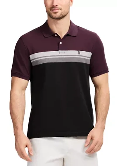 Short Sleeve Advantage Color Block Stripe Polo Shirt