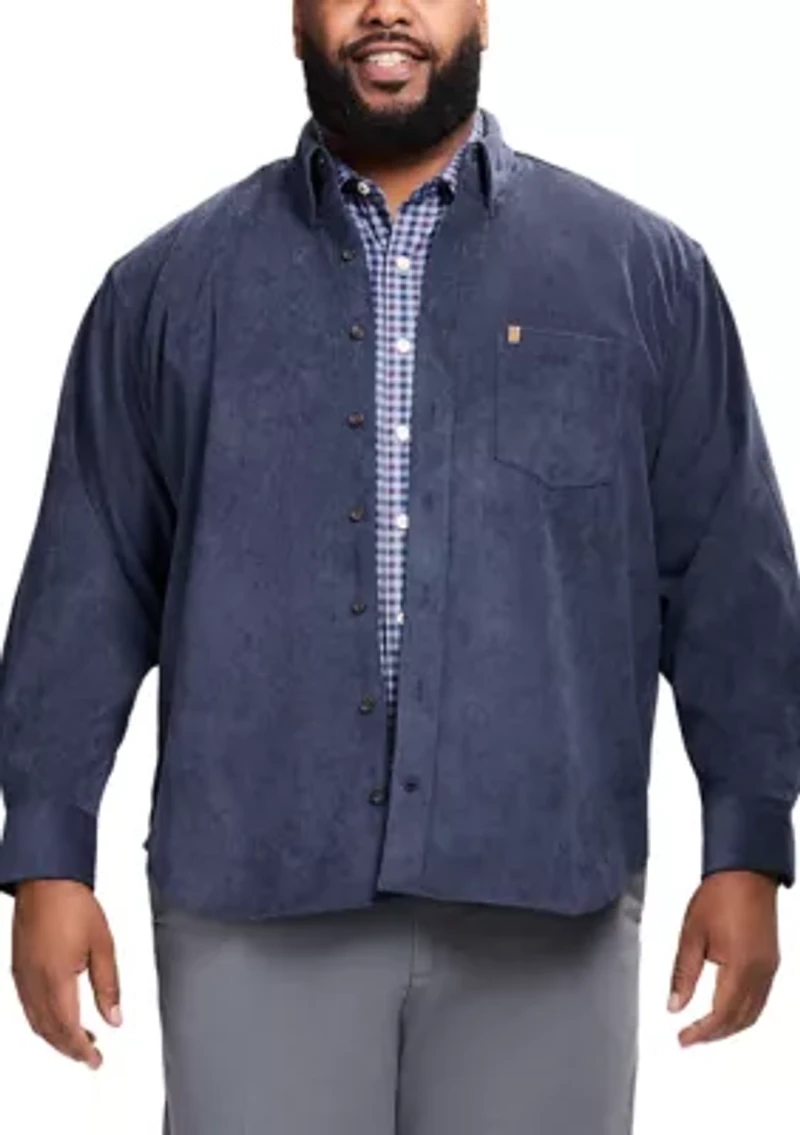 Big & Tall Long Sleeve Corduroy Button Down Shirt