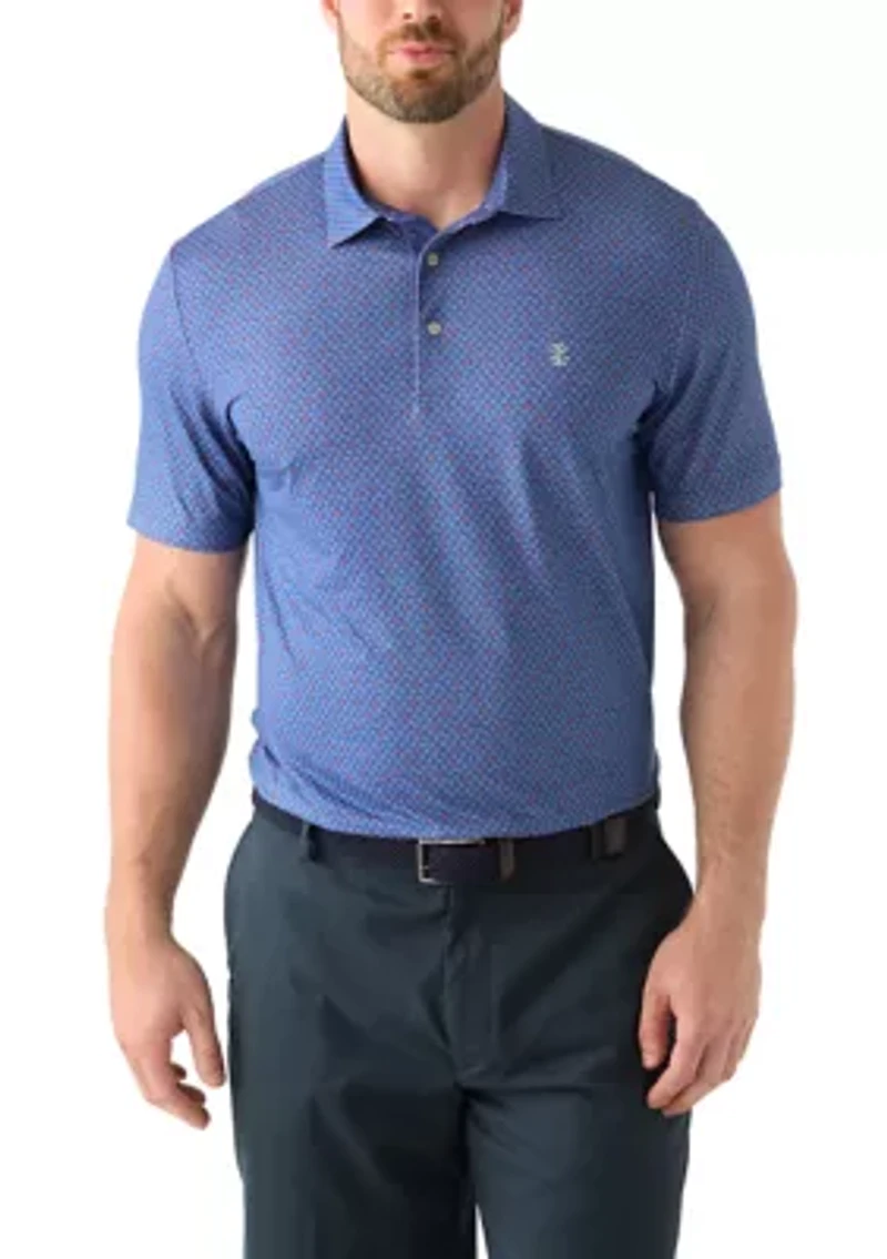 Big & Tall Short Sleeve Swingflex Crab Print Polo Shirt