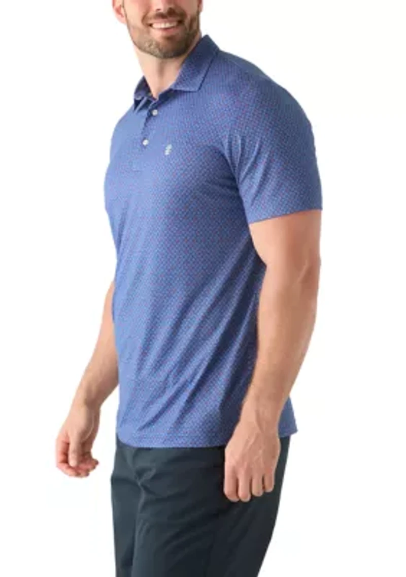 Big & Tall Short Sleeve Swingflex Crab Print Polo Shirt