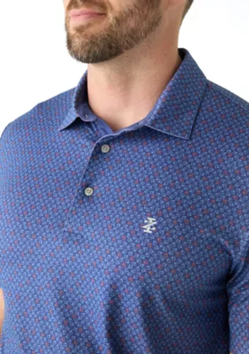 Big & Tall Short Sleeve Swingflex Crab Print Polo Shirt