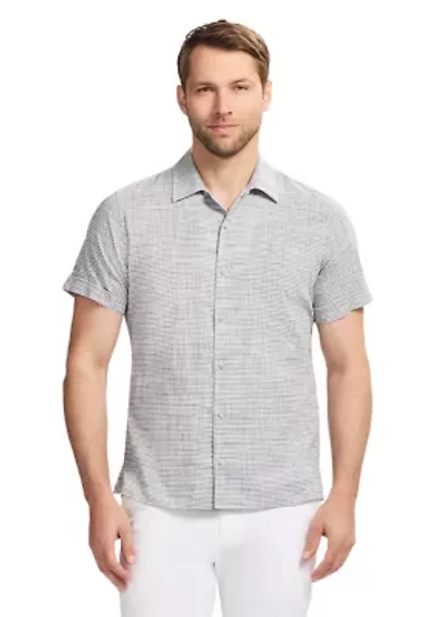Short Sleeve Woven Saltwater Dune Texture Button Up Shirt