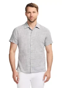 Short Sleeve Woven Saltwater Dune Texture Button Up Shirt
