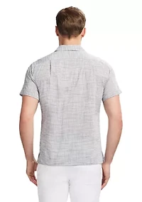 Short Sleeve Woven Saltwater Dune Texture Button Up Shirt