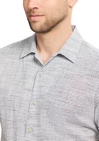 Short Sleeve Woven Saltwater Dune Texture Button Up Shirt