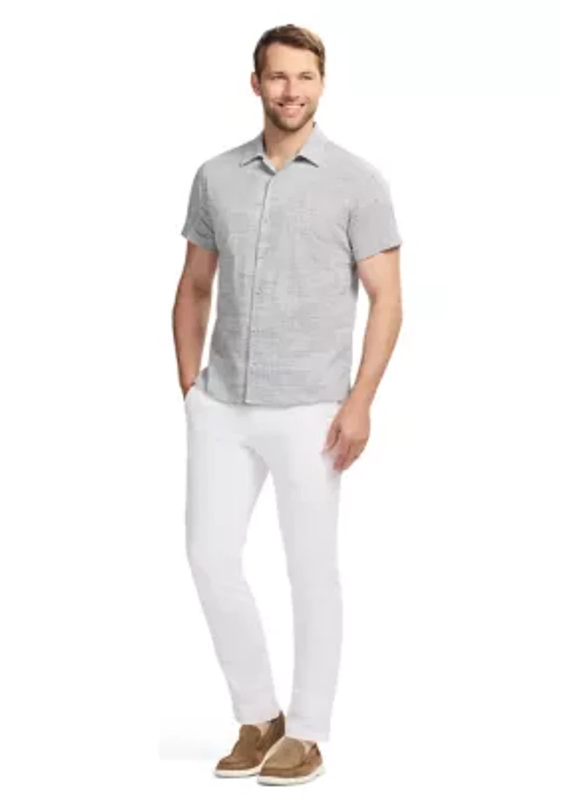 Short Sleeve Woven Saltwater Dune Texture Button Up Shirt