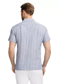 Short Sleeve Woven Saltwater Dune Texture Button Up Shirt