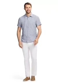 Short Sleeve Woven Saltwater Dune Texture Button Up Shirt