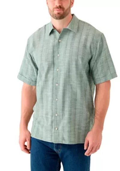 Big & Tall Short Sleeve Lux Saltwater Tonal Stripe Shirt