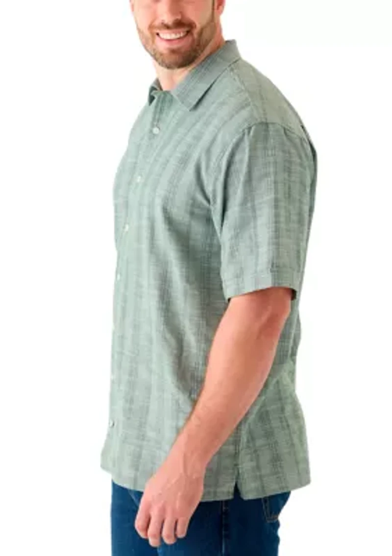 Big & Tall Short Sleeve Lux Saltwater Tonal Stripe Shirt
