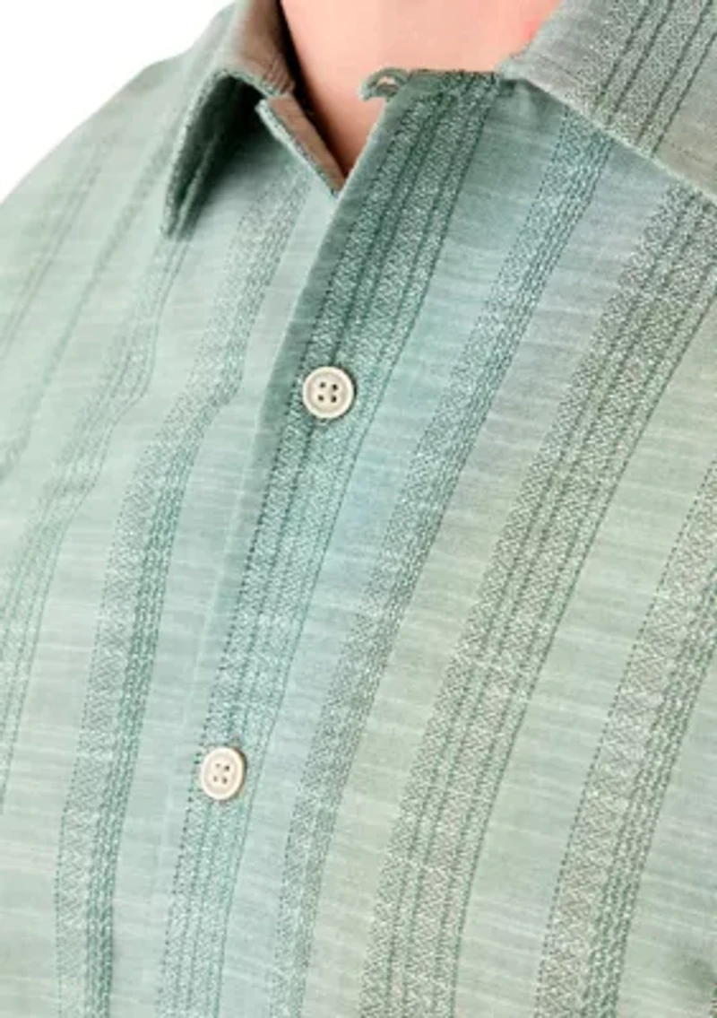 Big & Tall Short Sleeve Lux Saltwater Tonal Stripe Shirt