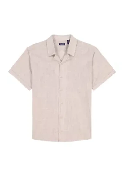 Short Sleeve Woven Saltwater Dune Textured Button Up Shirt