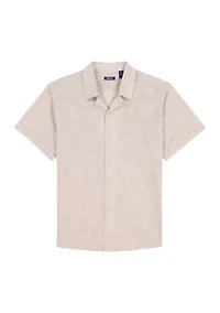 Short Sleeve Woven Saltwater Dune Textured Button Up Shirt