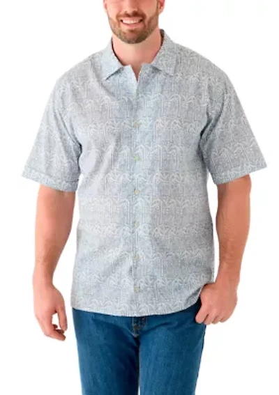 Big & Tall Short Sleeve Lux Saltwater Dunes Tropical Print Shirt