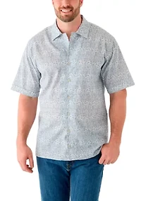 Big & Tall Short Sleeve Lux Saltwater Dunes Tropical Print Shirt