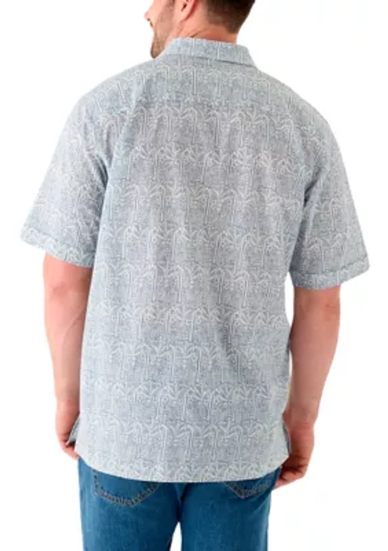 Big & Tall Short Sleeve Lux Saltwater Dunes Tropical Print Shirt