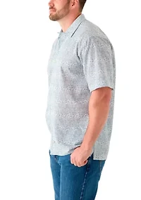 Big & Tall Short Sleeve Lux Saltwater Dunes Tropical Print Shirt